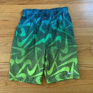 NIKE Youth Boys XLSwimsuit Swim Trunks Board Shorts Mesh Liner Blue Green